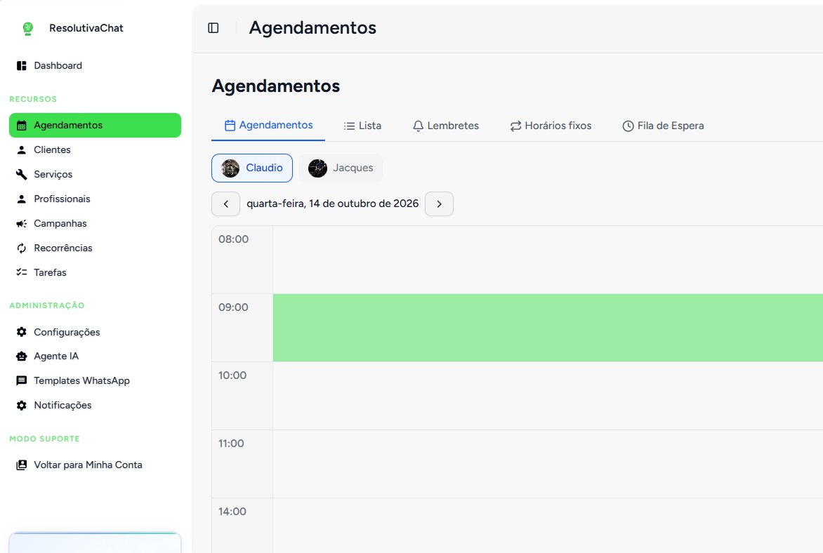 Agenda do ResolutivaChat com abas por barbeiro e horários do dia